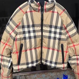 Burberry Beige Check Puffer Jacket